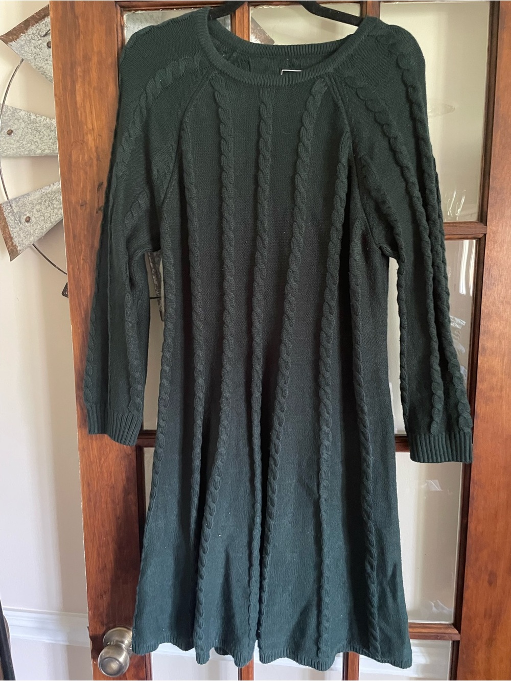 Forest Green Cable Knit Long Sleeve Dress